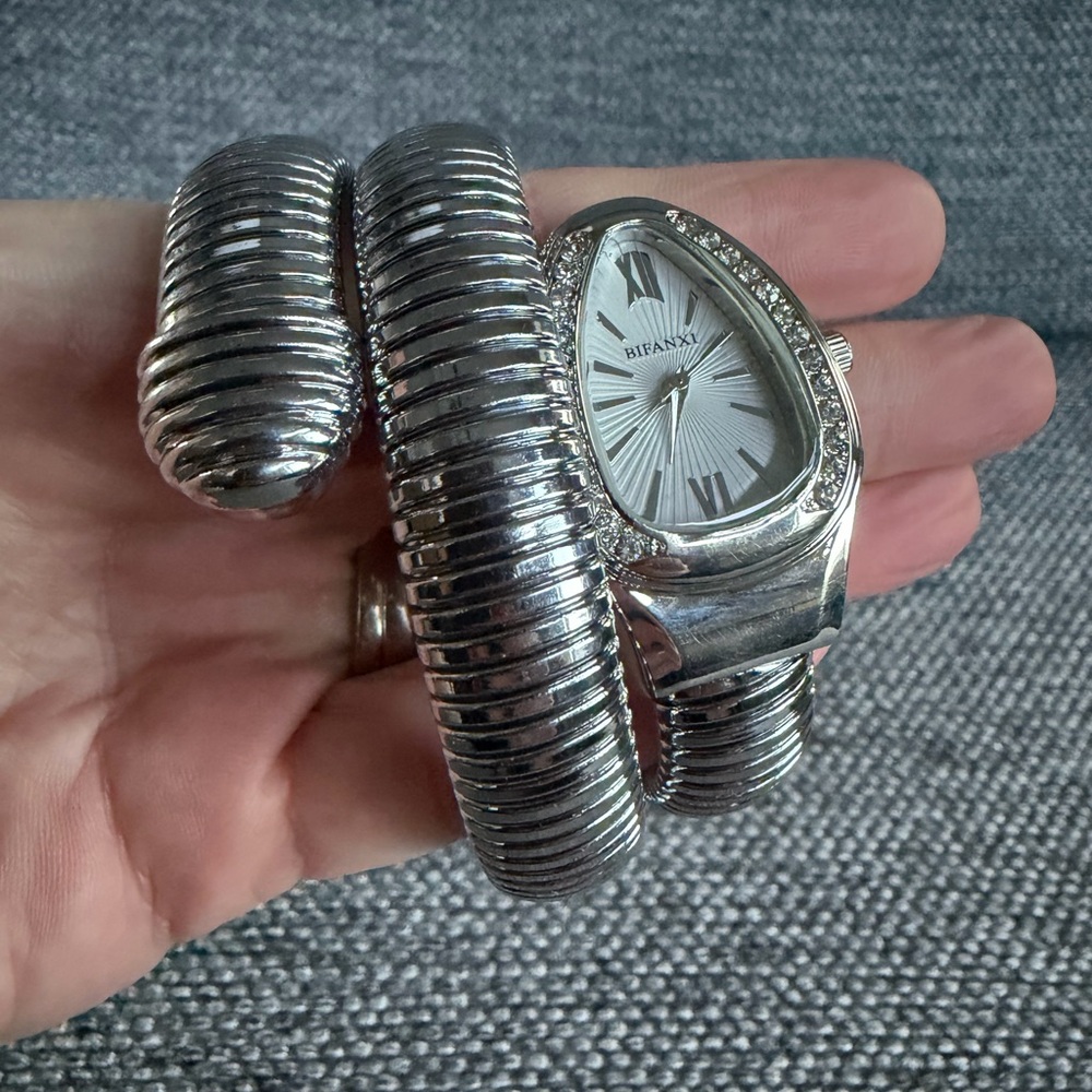 Silver Coiled Bracelet Watch